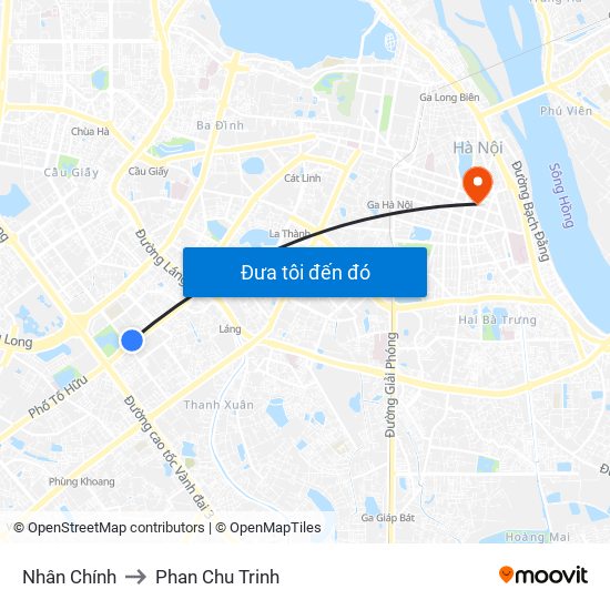 Nhân Chính to Phan Chu Trinh map