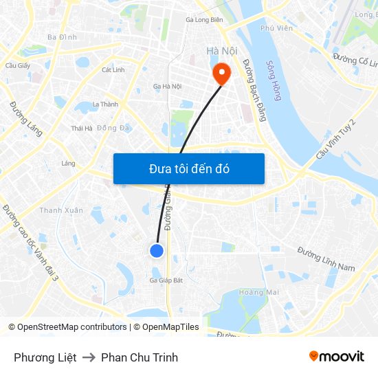 Phương Liệt to Phan Chu Trinh map