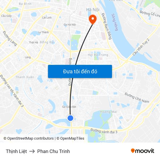 Thịnh Liệt to Phan Chu Trinh map