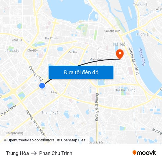 Trung Hòa to Phan Chu Trinh map