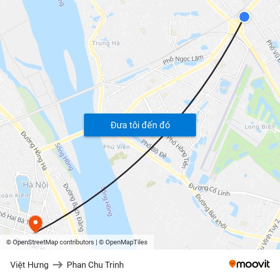 Việt Hưng to Phan Chu Trinh map