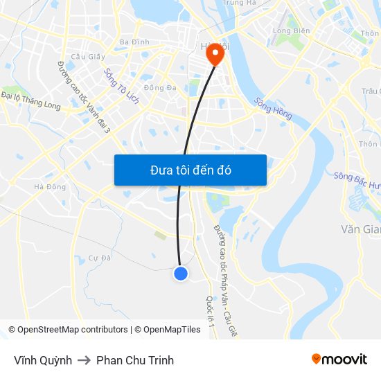 Vĩnh Quỳnh to Phan Chu Trinh map