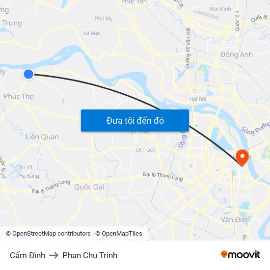 Cẩm Đình to Phan Chu Trinh map