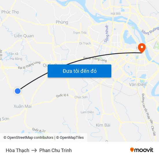 Hòa Thạch to Phan Chu Trinh map