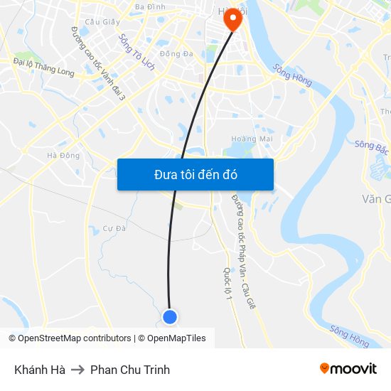 Khánh Hà to Phan Chu Trinh map