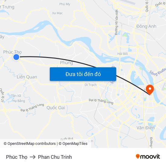 Phúc Thọ to Phan Chu Trinh map