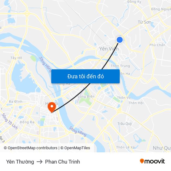Yên Thường to Phan Chu Trinh map