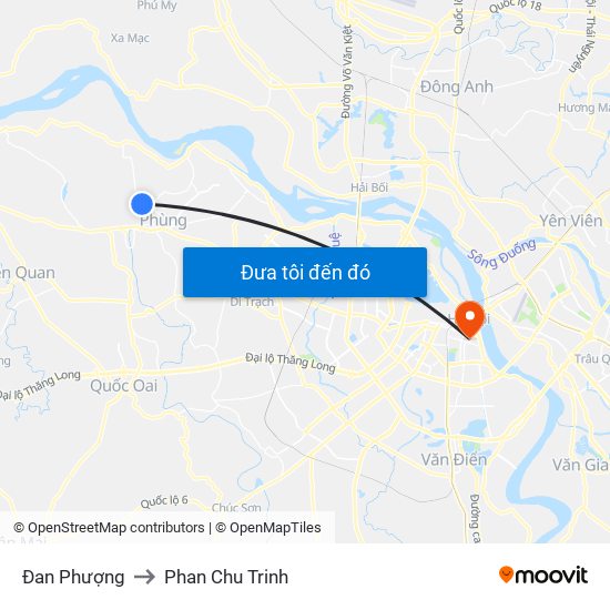 Đan Phượng to Phan Chu Trinh map