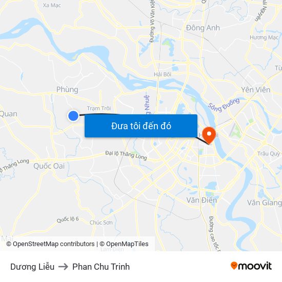 Dương Liễu to Phan Chu Trinh map