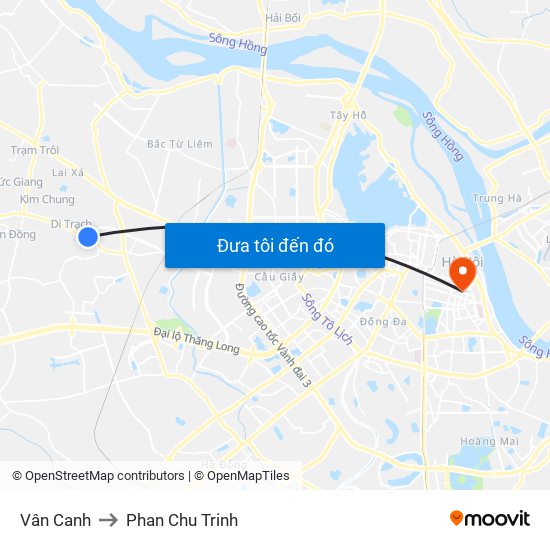 Vân Canh to Phan Chu Trinh map