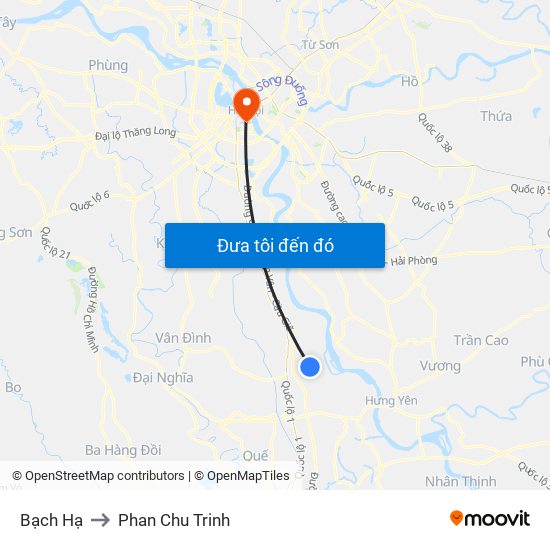 Bạch Hạ to Phan Chu Trinh map