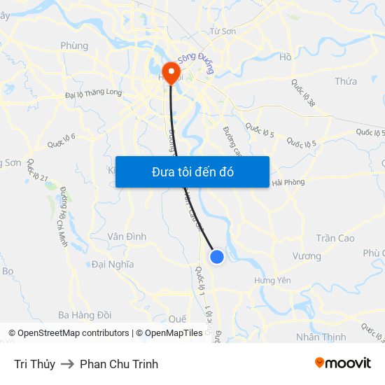 Tri Thủy to Phan Chu Trinh map
