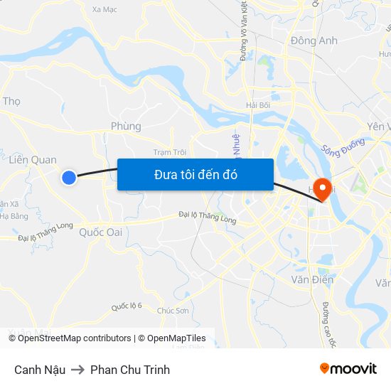 Canh Nậu to Phan Chu Trinh map