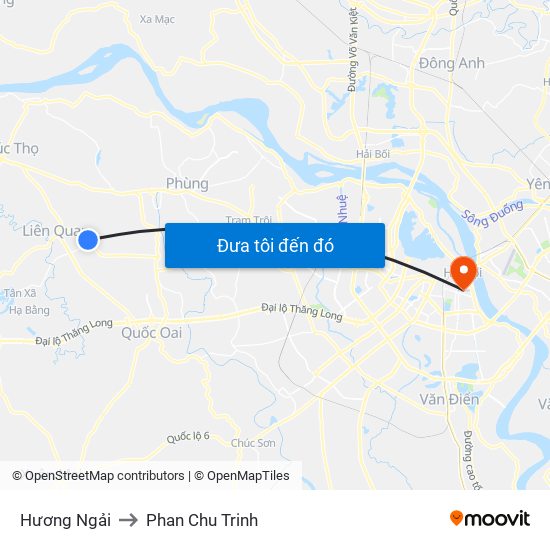 Hương Ngải to Phan Chu Trinh map