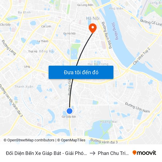 Đối Diện Bến Xe Giáp Bát - Giải Phóng to Phan Chu Trinh map