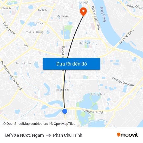 Bến Xe Nước Ngầm to Phan Chu Trinh map