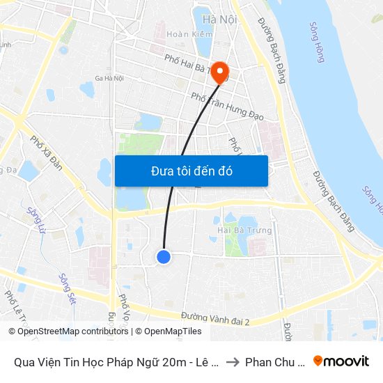 Qua Viện Tin Học Pháp Ngữ 20m - Lê Thanh Nghị to Phan Chu Trinh map