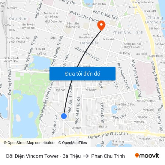 Đối Diện Vincom Tower - Bà Triệu to Phan Chu Trinh map