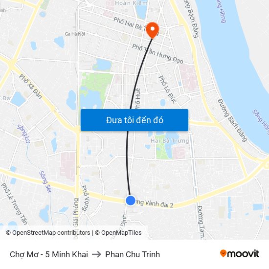 Chợ Mơ - 5 Minh Khai to Phan Chu Trinh map