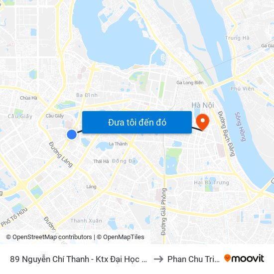 89 Nguyễn Chí Thanh - Ktx Đại Học Luật to Phan Chu Trinh map