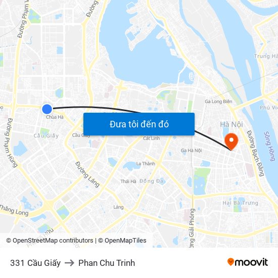 331 Cầu Giấy to Phan Chu Trinh map