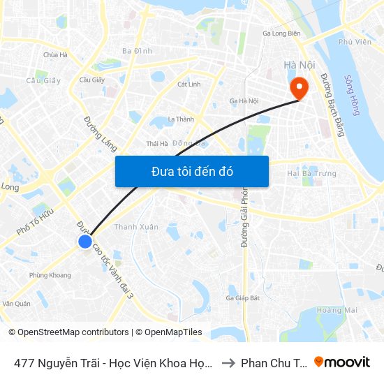 477 Nguyễn Trãi - Học Viện Khoa Học Xã Hội to Phan Chu Trinh map