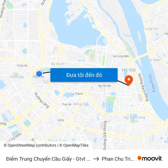 Điểm Trung Chuyển Cầu Giấy - Gtvt 02 to Phan Chu Trinh map