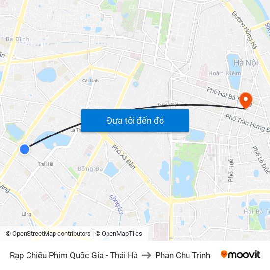 Rạp Chiếu Phim Quốc Gia - Thái Hà to Phan Chu Trinh map