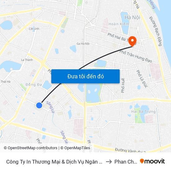 Công Ty In Thương Mại & Dịch Vụ Ngân Hàng - Số 10 Chùa Bộc to Phan Chu Trinh map