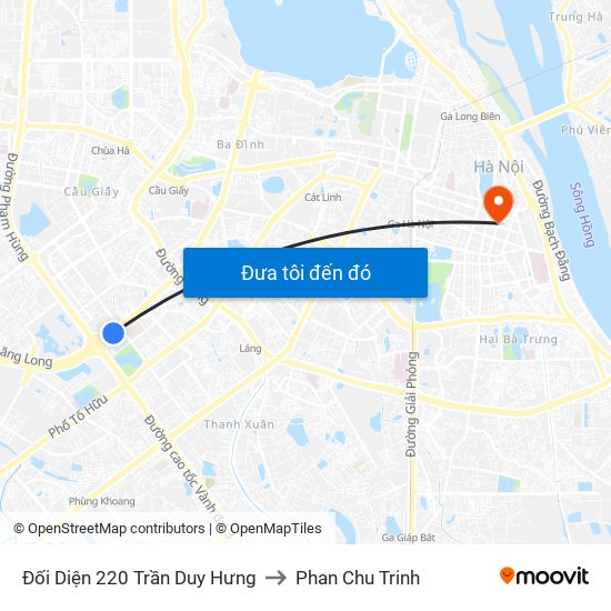 Đối Diện 220 Trần Duy Hưng to Phan Chu Trinh map