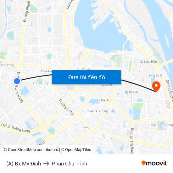 (A) Bx Mỹ Đình to Phan Chu Trinh map