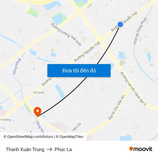 Thanh Xuân Trung to Phúc La map