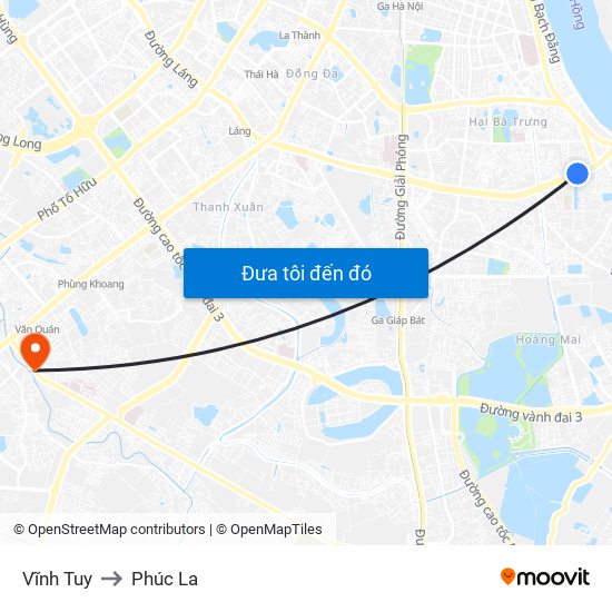 Vĩnh Tuy to Phúc La map