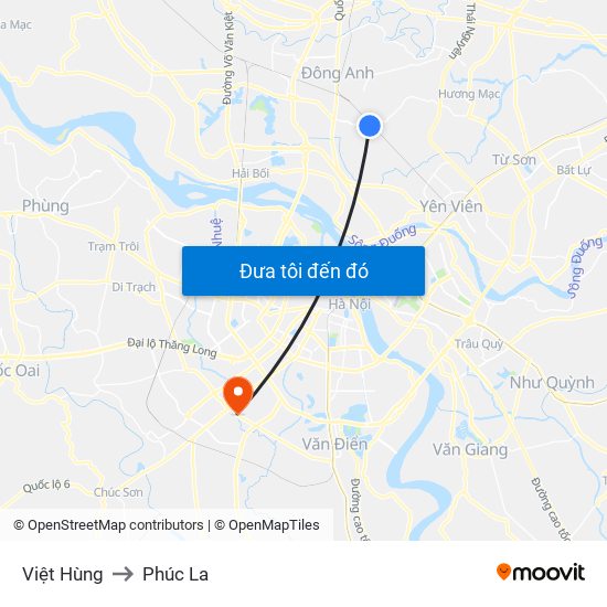 Việt Hùng to Phúc La map
