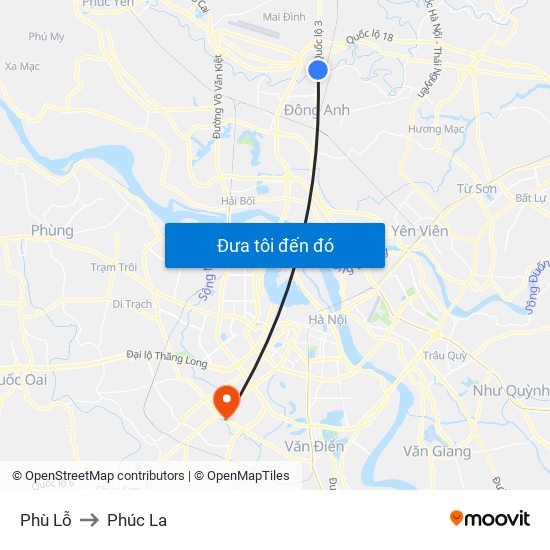 Phù Lỗ to Phúc La map