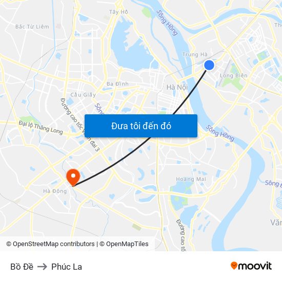 Bồ Đề to Phúc La map