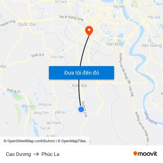 Cao Dương to Phúc La map