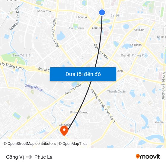 Cống Vị to Phúc La map