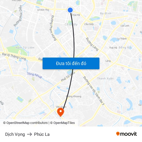 Dịch Vọng to Phúc La map