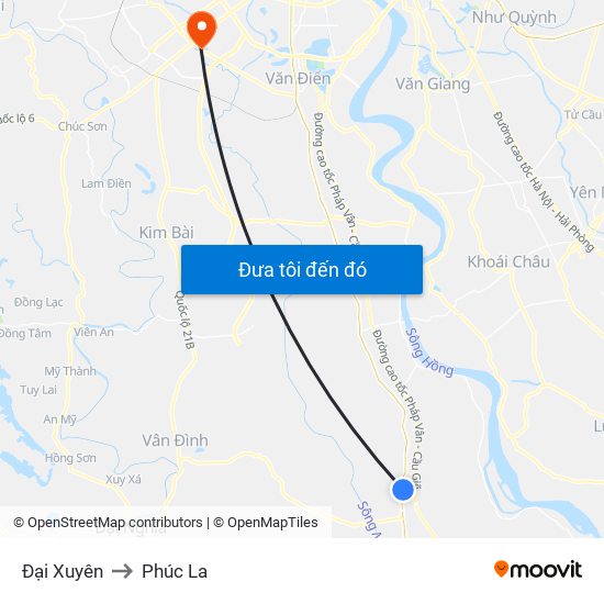 Đại Xuyên to Phúc La map