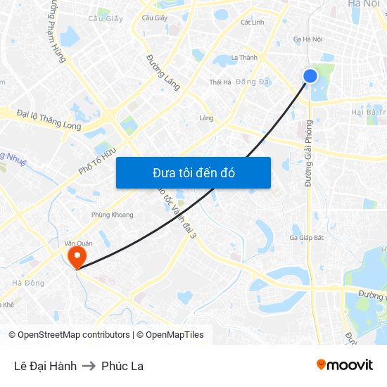 Lê Đại Hành to Phúc La map