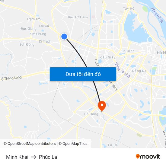 Minh Khai to Phúc La map