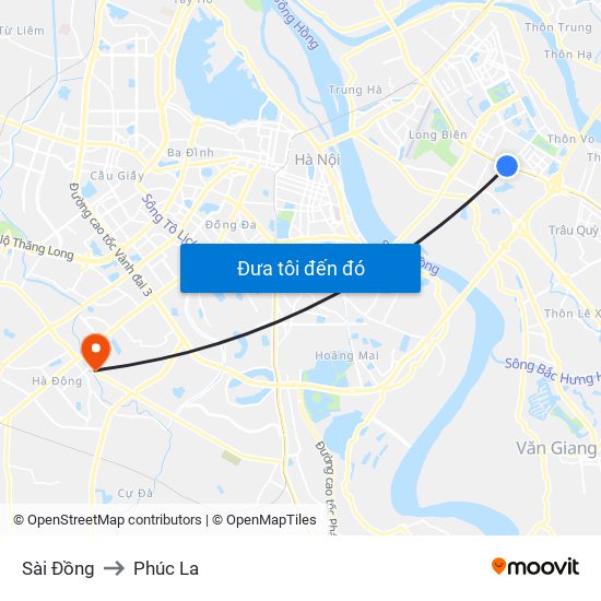 Sài Đồng to Phúc La map