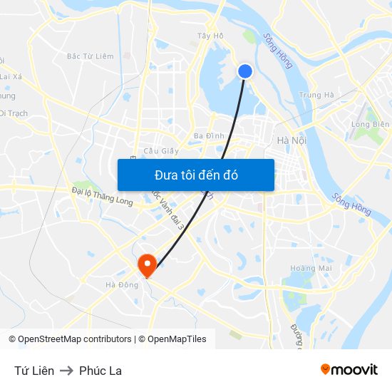 Tứ Liên to Phúc La map