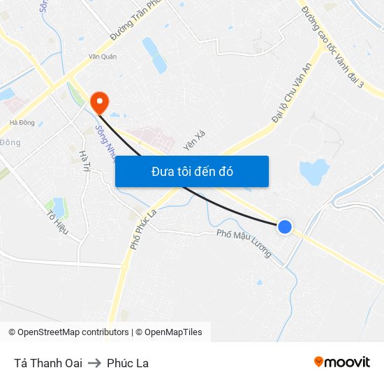 Tả Thanh Oai to Phúc La map