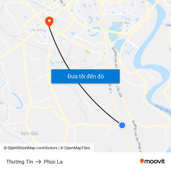 Thường Tín to Phúc La map