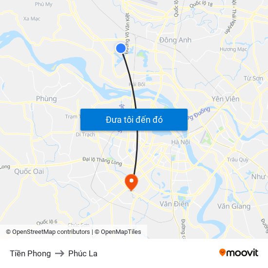 Tiền Phong to Phúc La map