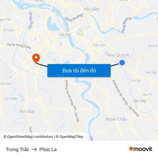 Trưng Trắc to Phúc La map