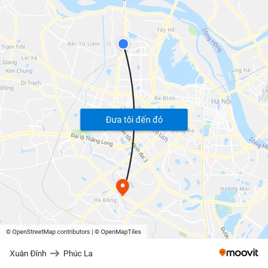 Xuân Đỉnh to Phúc La map