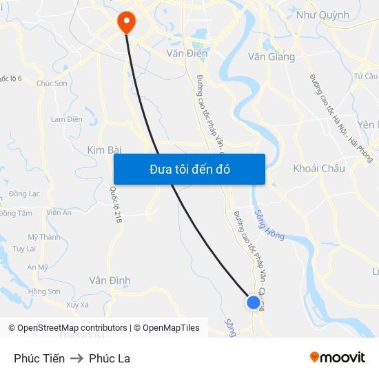 Phúc Tiến to Phúc La map